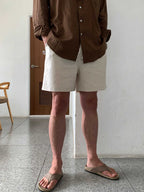 Mens Linen Blend Casual Shorts