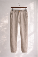 Mens Linen Blend Straight Leg Casual Trousers
