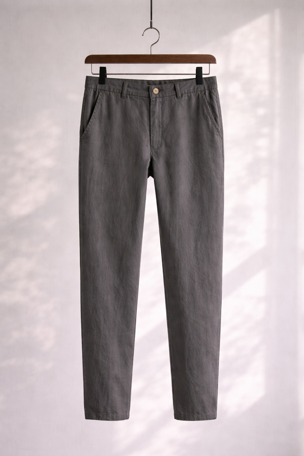 Mens Linen Blend Straight Leg Casual Trousers