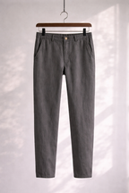 Mens Linen Blend Straight Leg Casual Trousers