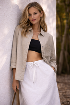 Women's Cotton Linen Shirt and Pants Set