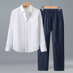 Men's Linen Casual Shirt and Trousers Set