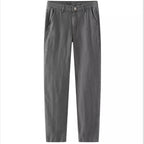 Mens Linen Blend Straight Leg Casual Trousers