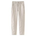Mens Linen Blend Straight Leg Casual Trousers