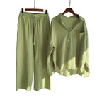 Women's Cotton Linen Shirt and Pants Set