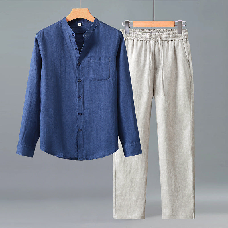 Men's Linen Casual Shirt and Trousers Set